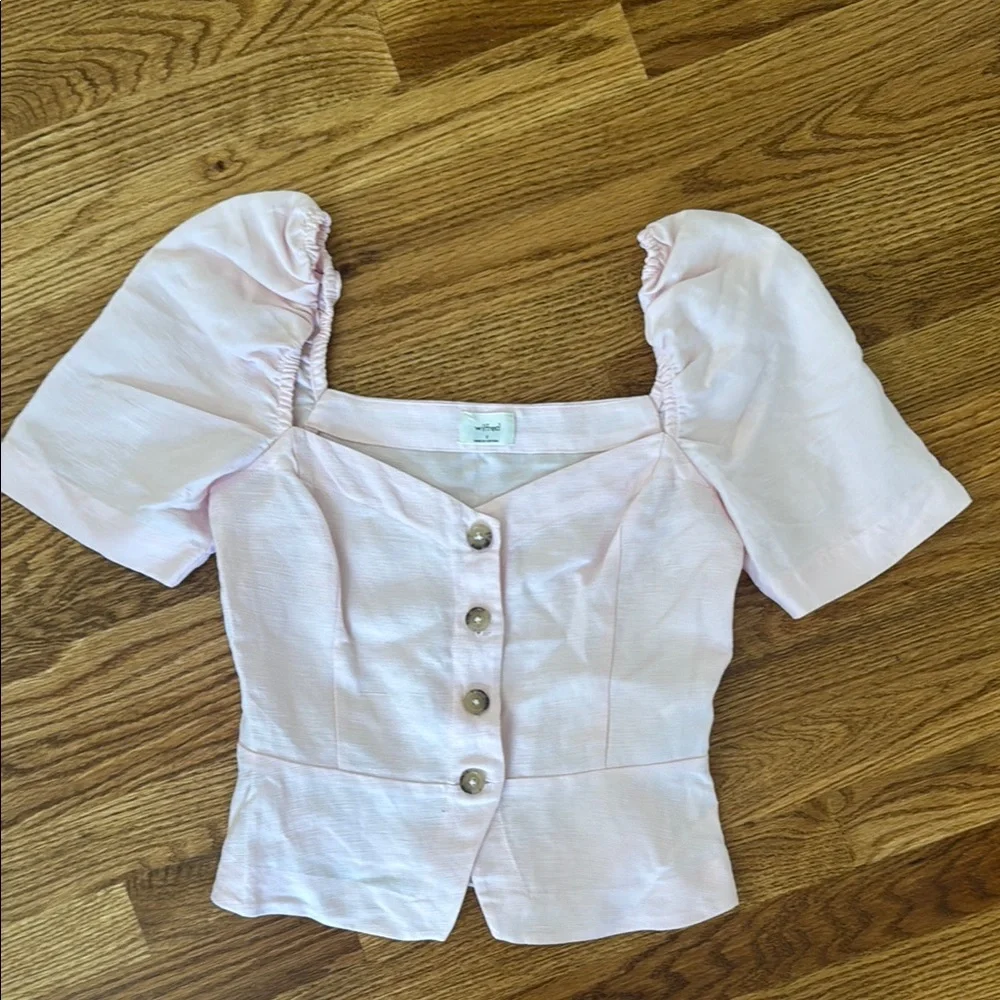 Women's Pink Puff Sleeve Top - Picture 1 of 3